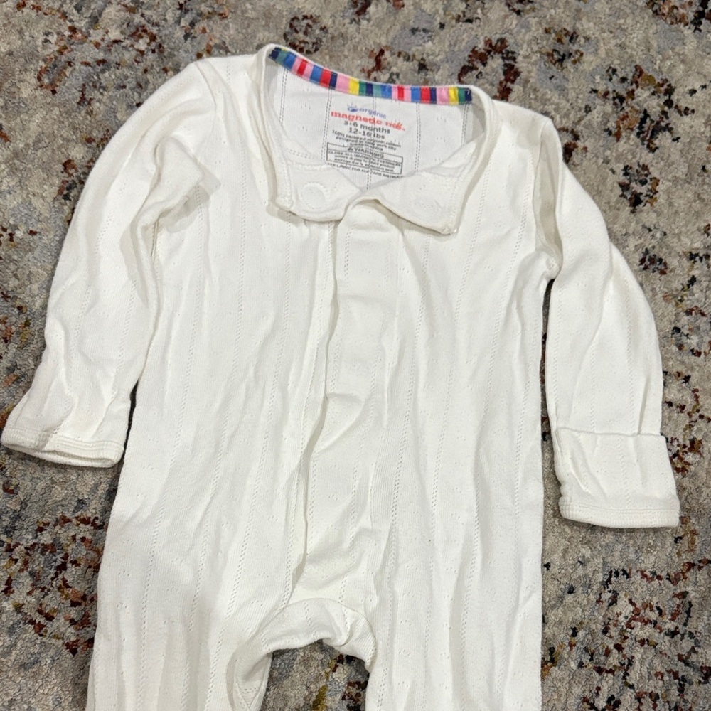 Magnetic Me White Footie with Rainbow Trim